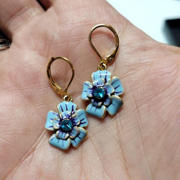 Joan Rivers Enamel Crystal 21" Necklace Earrings Statement Flowers cluster Fairy - Picture 11 of 14